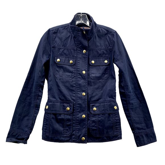 J.Crew Relaxed Boyfriend Field Jacket Womens XXS Navy Classic Utility Waxed 90's - Picture 1 of 9
